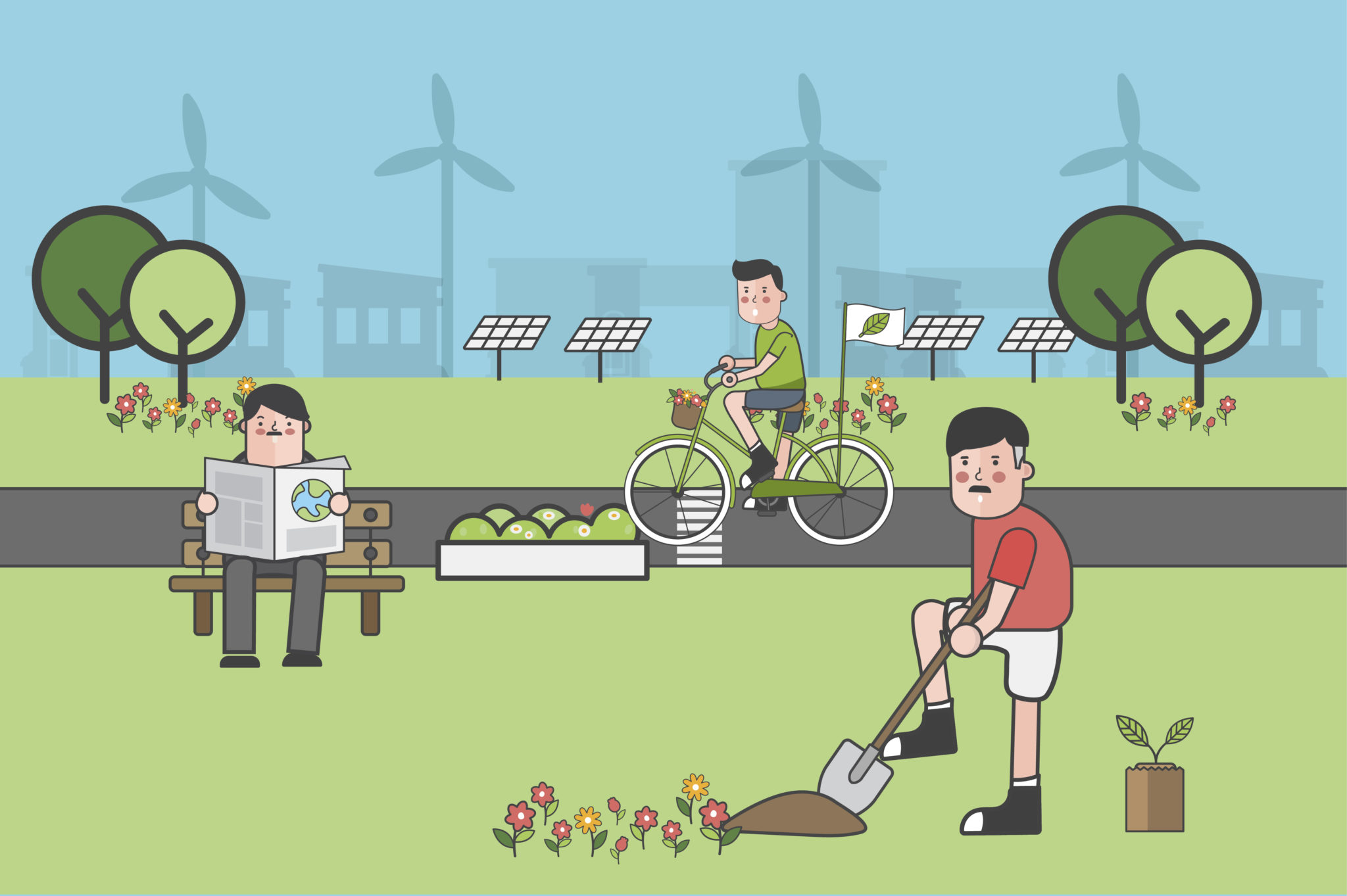 Illustration set of environmental vector